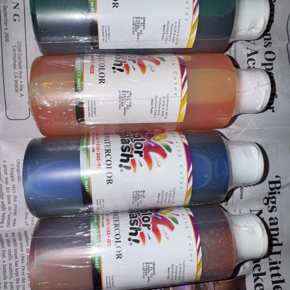 Color Splash! Liquid Watercolor Paint 6 Vivid Colors, 8-Oz Flip-Top Bottles Seal - Picture 6 of 7